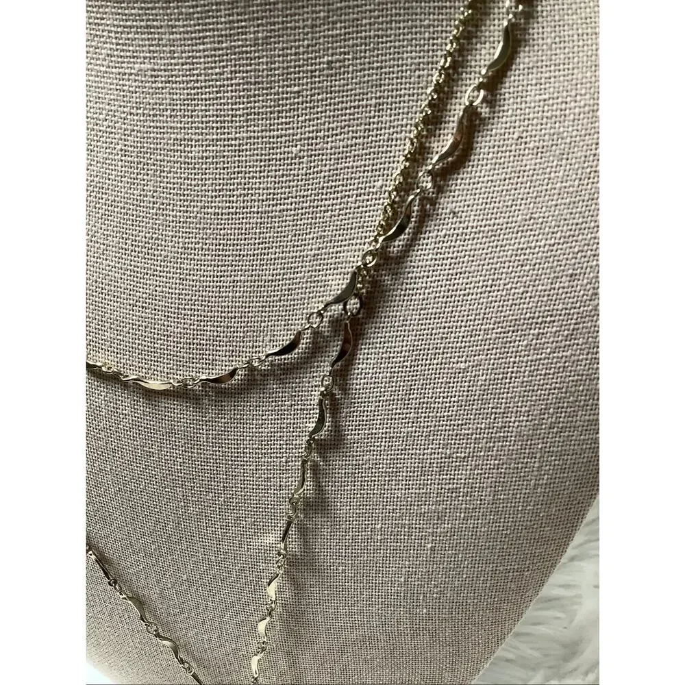 Express Gold Tone Amethyst Crystal Pendant Long Statement Necklace Boho E20-17